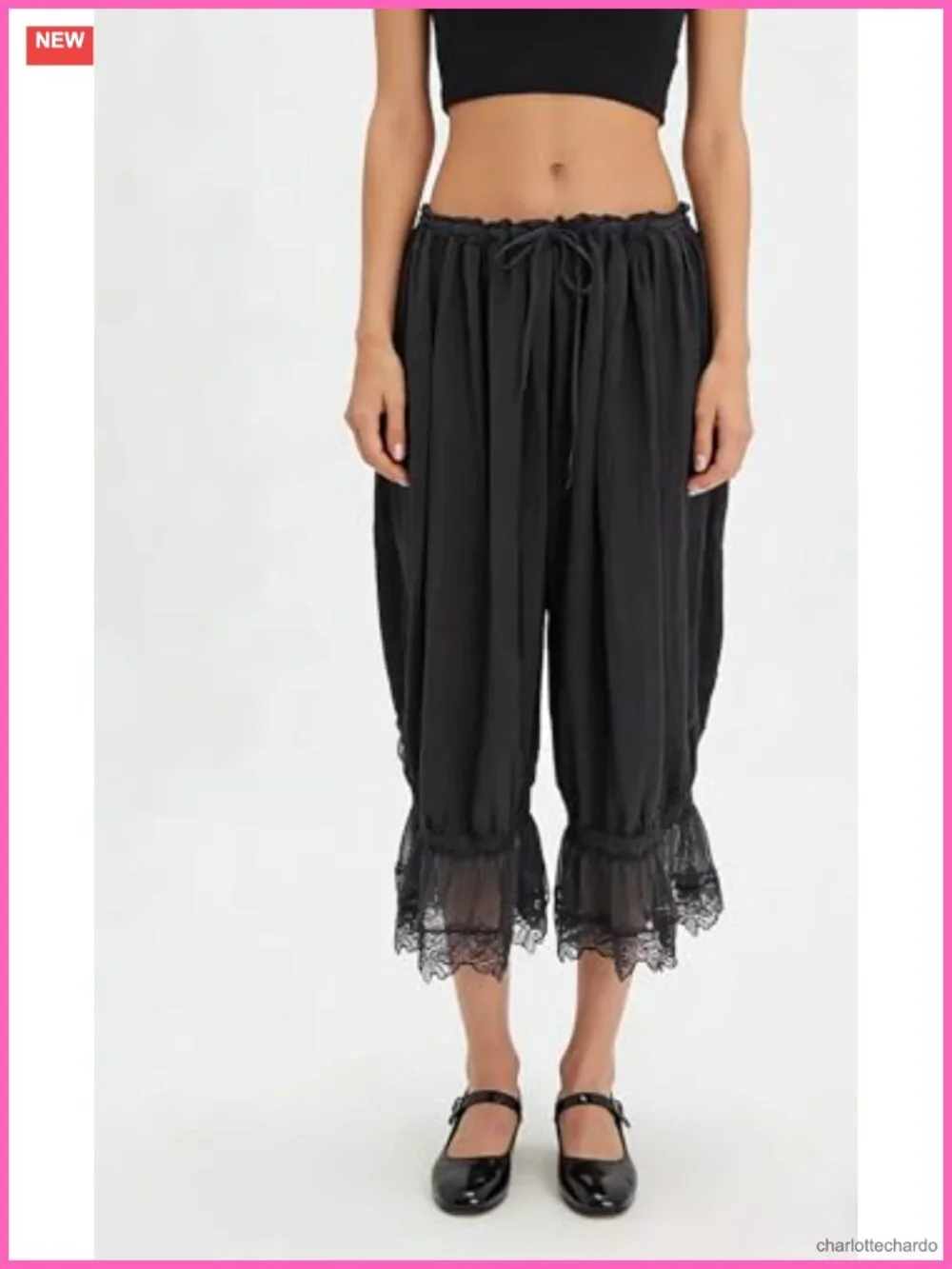 Women Ruffle Long Bloomer Y2k Lace Trim Pettipants Pantaloons Pajama Pants